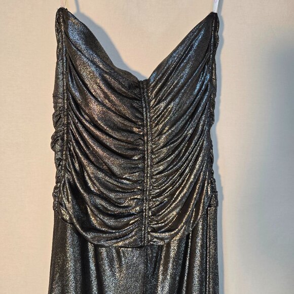 MILANO Silver Metallic Strapless Ruched Ruffled Mini Dress Size XXXL New NO Tag! - Picture 5 of 16